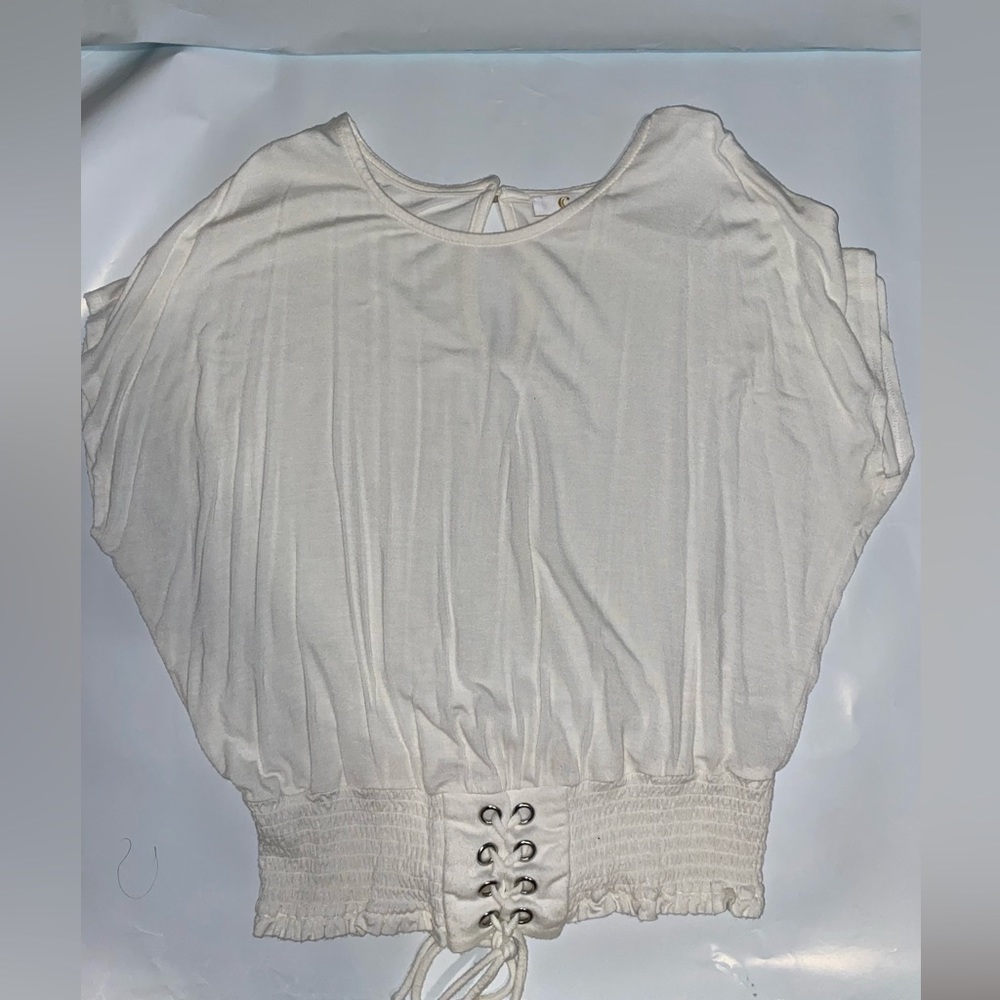 White tie cinched waist Women’s top size small